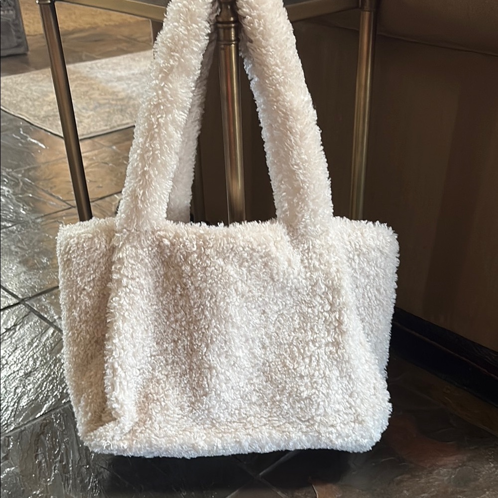 A New Day White Plush Tote Bag